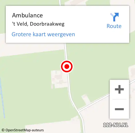 Locatie op kaart van de 112 melding: Ambulance 't Veld, Doorbraakweg op 21 december 2018 18:11