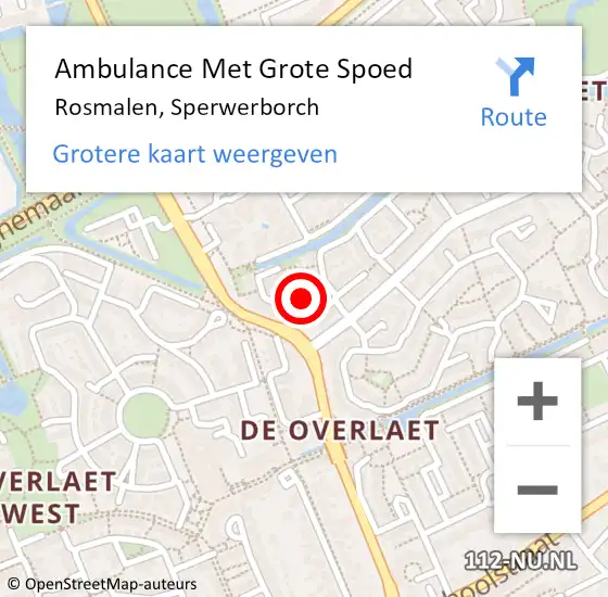 Locatie op kaart van de 112 melding: Ambulance Met Grote Spoed Naar Rosmalen, Sperwerborch op 21 december 2018 18:30