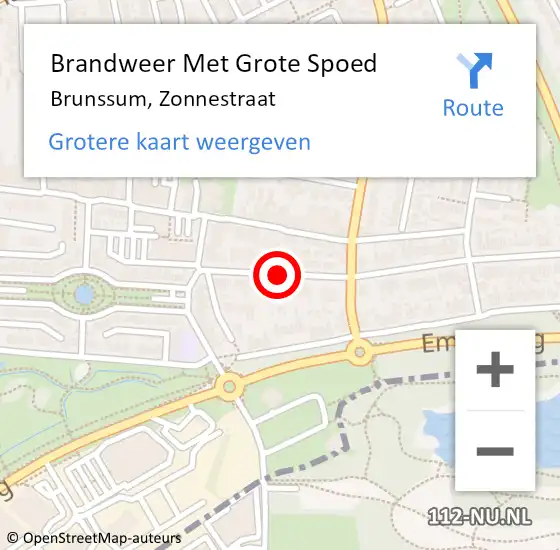 Locatie op kaart van de 112 melding: Brandweer Met Grote Spoed Naar Brunssum, Zonnestraat op 21 december 2018 18:34