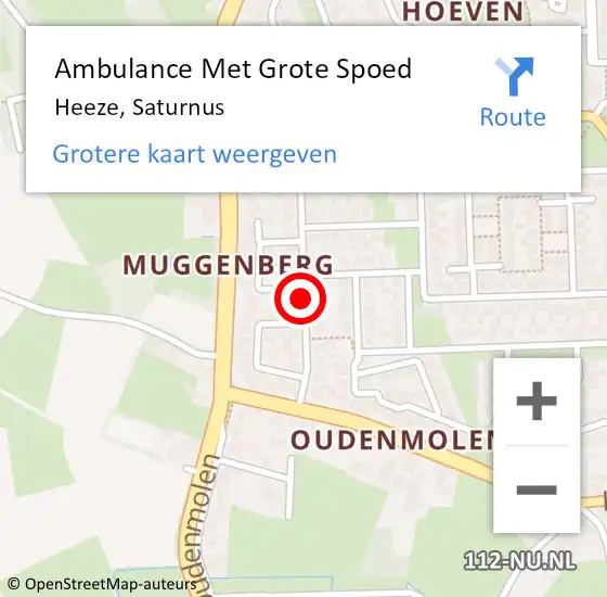 Locatie op kaart van de 112 melding: Ambulance Met Grote Spoed Naar Heeze, Saturnus op 21 december 2018 19:29