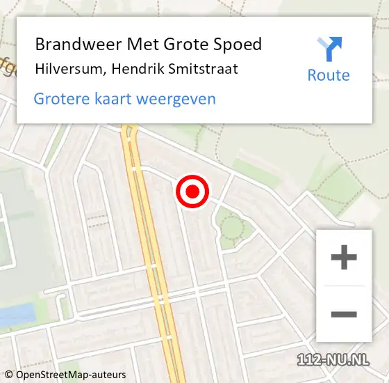 Locatie op kaart van de 112 melding: Brandweer Met Grote Spoed Naar Hilversum, Hendrik Smitstraat op 21 december 2018 19:36