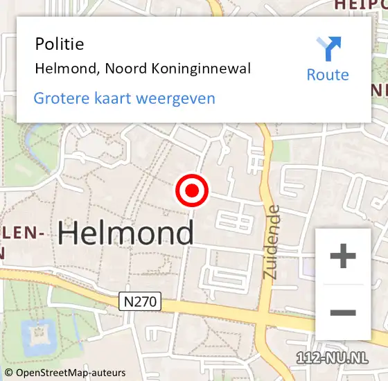 Locatie op kaart van de 112 melding: Politie Helmond, Nrd Koninginnewal op 21 december 2018 19:57