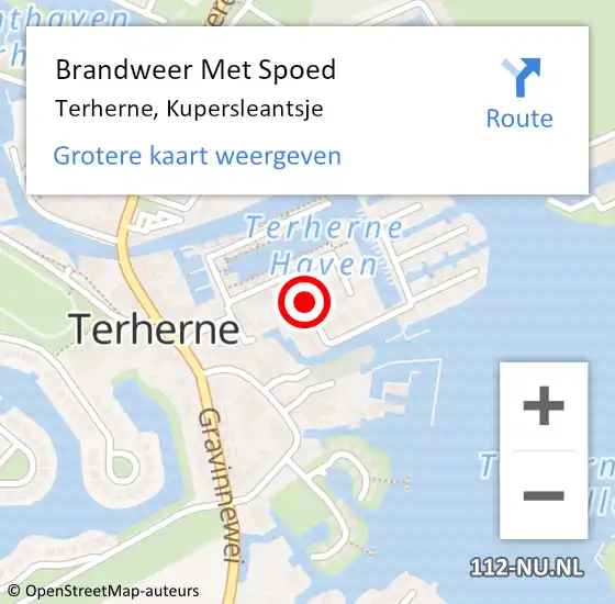 Locatie op kaart van de 112 melding: Brandweer Met Spoed Naar Terherne, Kupersleantsje op 21 december 2018 20:45