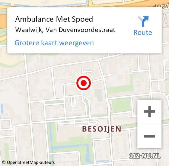 Locatie op kaart van de 112 melding: Ambulance Met Spoed Naar Waalwijk, Van Duvenvoordestraat op 21 december 2018 21:41