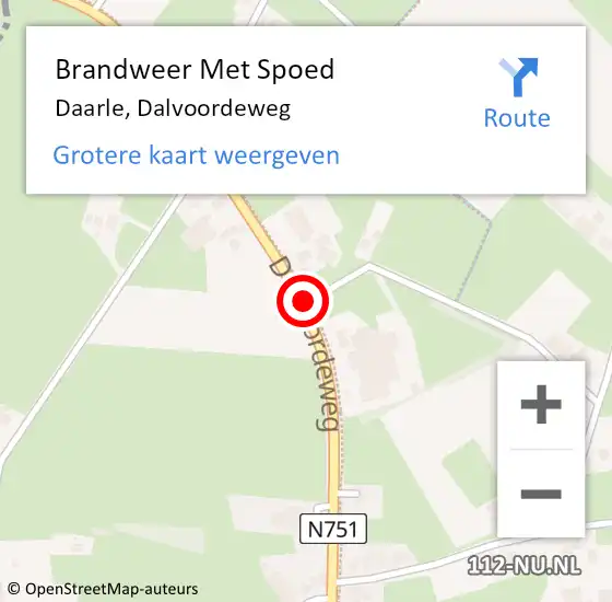 Locatie op kaart van de 112 melding: Brandweer Met Spoed Naar Daarle, Dalvoordeweg op 21 december 2018 22:11