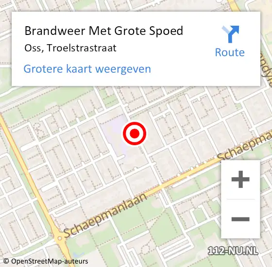 Locatie op kaart van de 112 melding: Brandweer Met Grote Spoed Naar Oss, Troelstrastraat op 21 december 2018 23:34