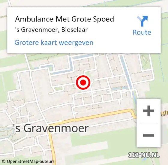 Locatie op kaart van de 112 melding: Ambulance Met Grote Spoed Naar 's Gravenmoer, Bieselaar op 22 december 2018 00:48