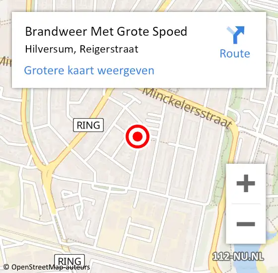 Locatie op kaart van de 112 melding: Brandweer Met Grote Spoed Naar Hilversum, Reigerstraat op 22 december 2018 02:15