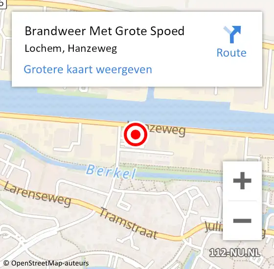 Locatie op kaart van de 112 melding: Brandweer Met Grote Spoed Naar Lochem, Hanzeweg op 22 december 2018 02:41