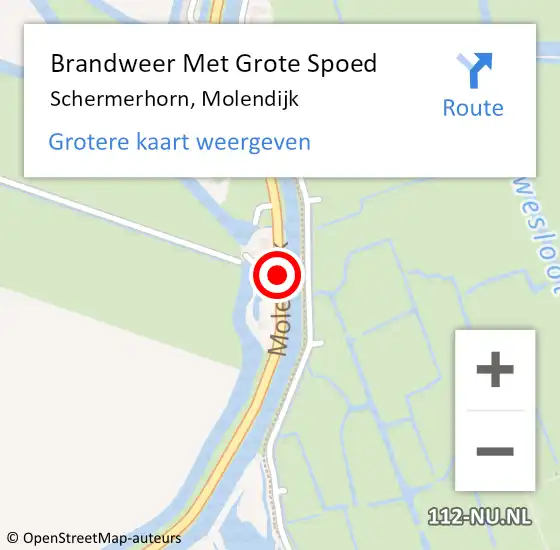 Locatie op kaart van de 112 melding: Brandweer Met Grote Spoed Naar Schermerhorn, Molendijk op 22 december 2018 02:57