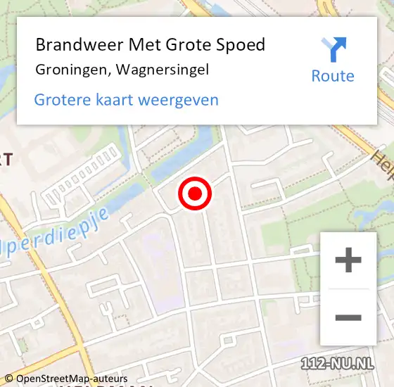 Locatie op kaart van de 112 melding: Brandweer Met Grote Spoed Naar Groningen, Wagnersingel op 22 december 2018 03:43