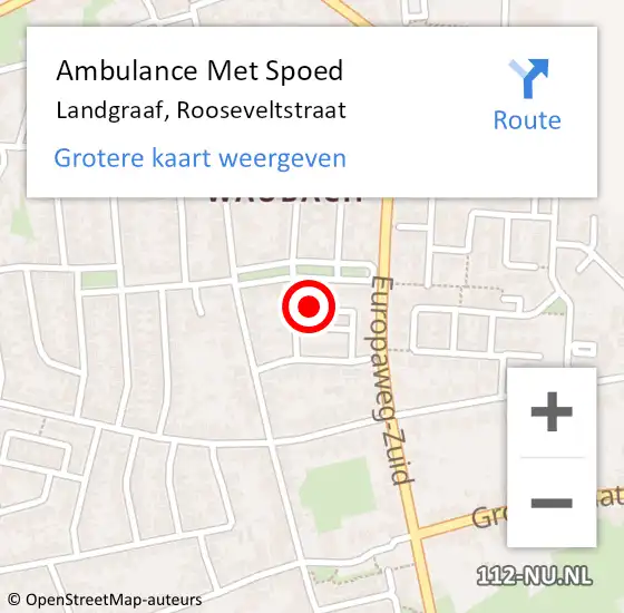 Locatie op kaart van de 112 melding: Ambulance Met Spoed Naar Landgraaf, Rooseveltstraat op 18 maart 2014 12:08