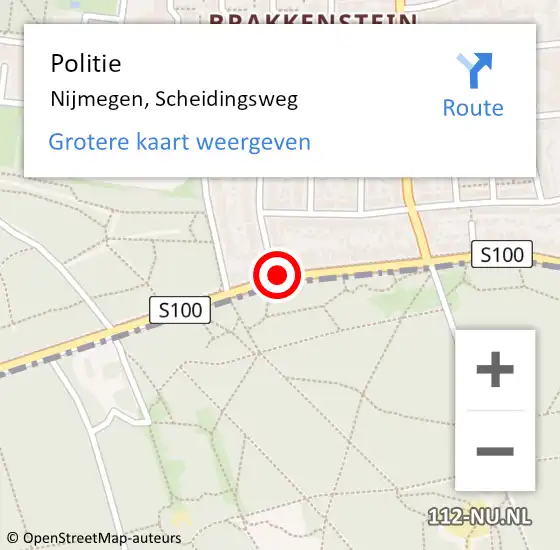 Locatie op kaart van de 112 melding: Politie Nijmegen, Scheidingsweg op 22 december 2018 08:27