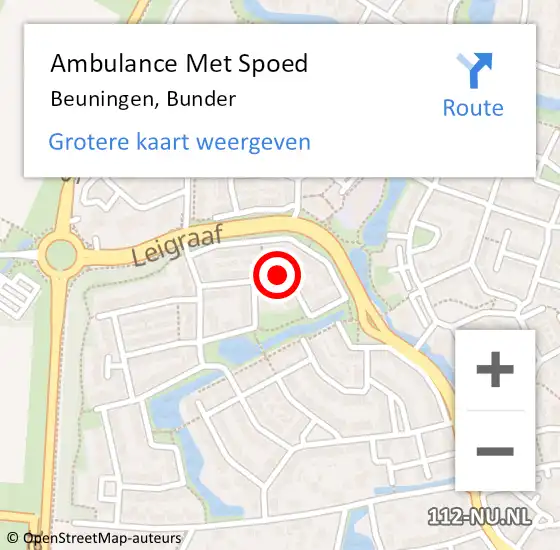 Locatie op kaart van de 112 melding: Ambulance Met Spoed Naar Beuningen, Bunder op 22 december 2018 09:39