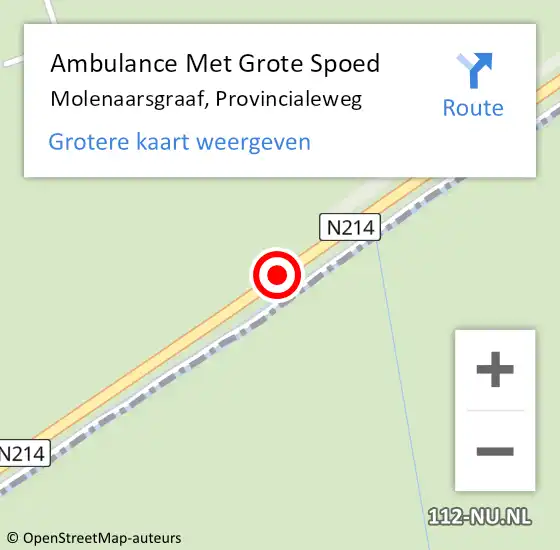 Locatie op kaart van de 112 melding: Ambulance Met Grote Spoed Naar Molenaarsgraaf, Provincialeweg op 7 september 2013 14:12