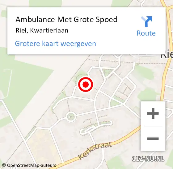 Locatie op kaart van de 112 melding: Ambulance Met Grote Spoed Naar Riel, Kwartierlaan op 22 december 2018 10:02