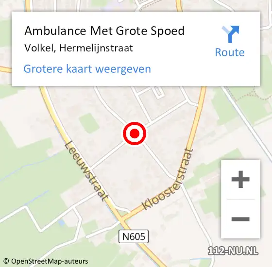 Locatie op kaart van de 112 melding: Ambulance Met Grote Spoed Naar Volkel, Hermelijnstraat op 22 december 2018 10:13