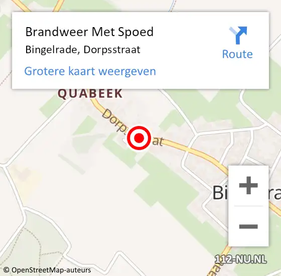 Locatie op kaart van de 112 melding: Brandweer Met Spoed Naar Bingelrade, Dorpsstraat op 22 december 2018 10:13