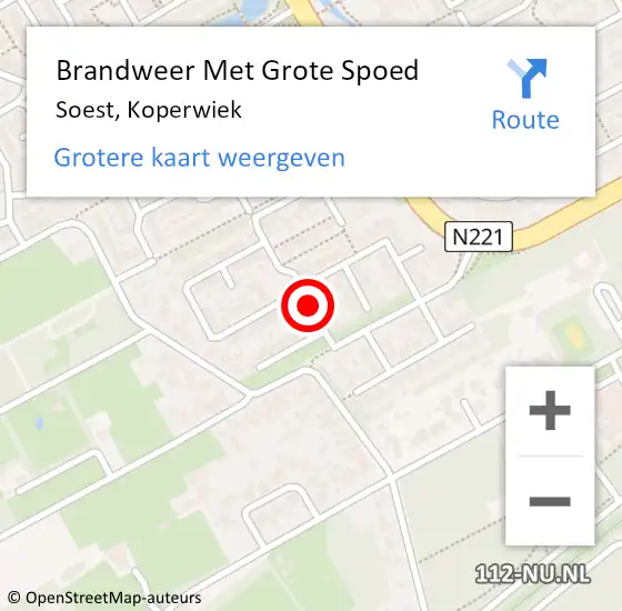 Locatie op kaart van de 112 melding: Brandweer Met Grote Spoed Naar Soest, Koperwiek op 22 december 2018 10:14