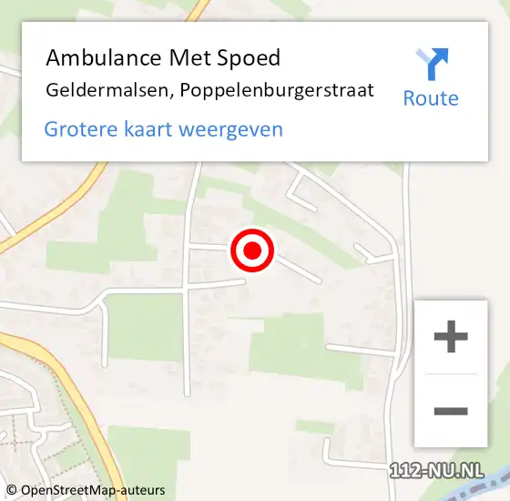 Locatie op kaart van de 112 melding: Ambulance Met Spoed Naar Geldermalsen, Poppelenburgerstraat op 22 december 2018 10:20