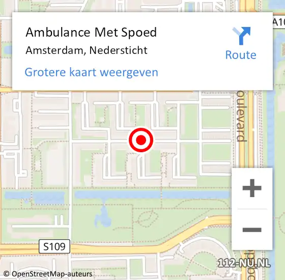 Locatie op kaart van de 112 melding: Ambulance Met Spoed Naar Amsterdam, Nedersticht op 22 december 2018 11:11
