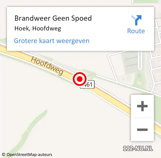 Locatie op kaart van de 112 melding: Brandweer Geen Spoed Naar Hoek, Hoofdweg op 22 december 2018 11:17