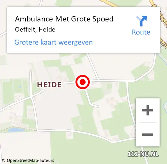 Locatie op kaart van de 112 melding: Ambulance Met Grote Spoed Naar Oeffelt, Heide op 22 december 2018 11:46