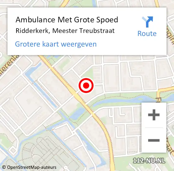 Locatie op kaart van de 112 melding: Ambulance Met Grote Spoed Naar Ridderkerk, Meester Treubstraat op 22 december 2018 12:31