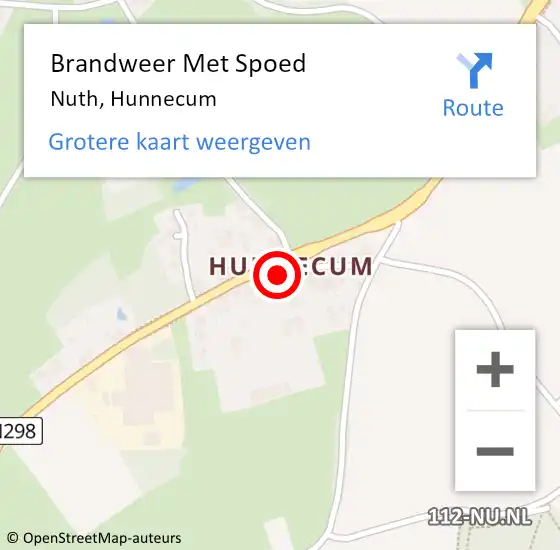 Locatie op kaart van de 112 melding: Brandweer Met Spoed Naar Nuth, Hunnecum op 22 december 2018 12:48