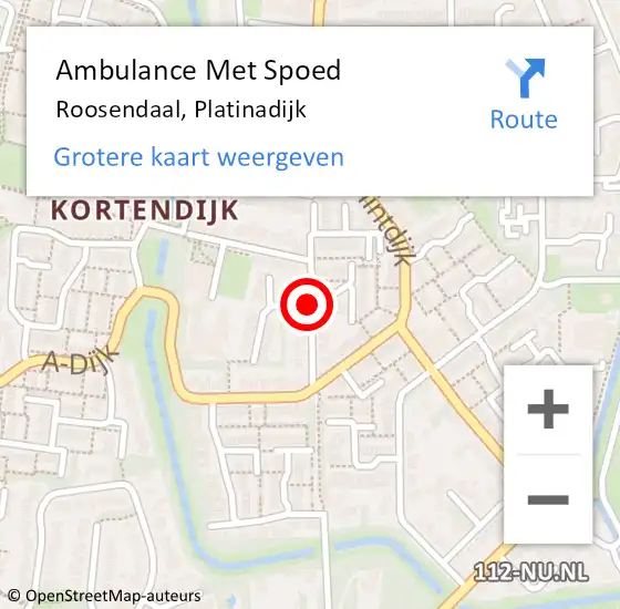 Locatie op kaart van de 112 melding: Ambulance Met Spoed Naar Roosendaal, Platinadijk op 22 december 2018 12:57