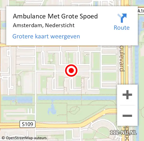 Locatie op kaart van de 112 melding: Ambulance Met Grote Spoed Naar Amsterdam, Nedersticht op 22 december 2018 13:40