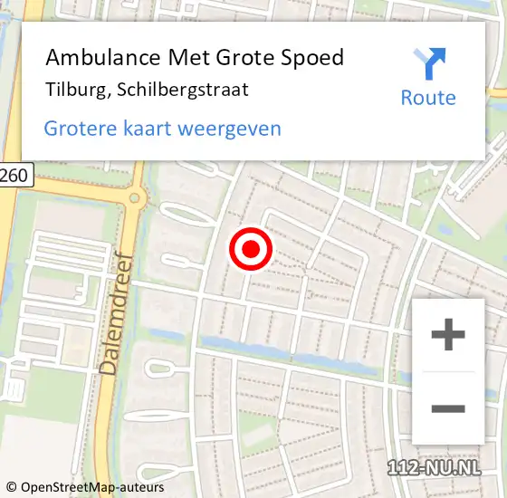 Locatie op kaart van de 112 melding: Ambulance Met Grote Spoed Naar Tilburg, Schilbergstraat op 22 december 2018 14:41