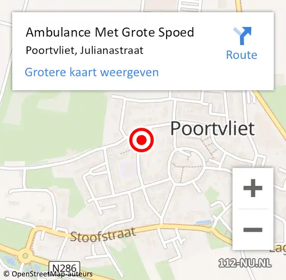 Locatie op kaart van de 112 melding: Ambulance Met Grote Spoed Naar Poortvliet, Julianastraat op 22 december 2018 15:11