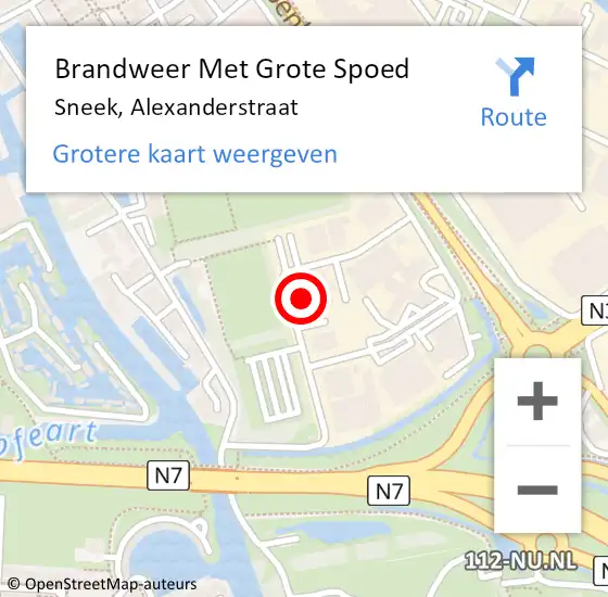 Locatie op kaart van de 112 melding: Brandweer Met Grote Spoed Naar Sneek, Alexanderstraat op 18 maart 2014 12:47