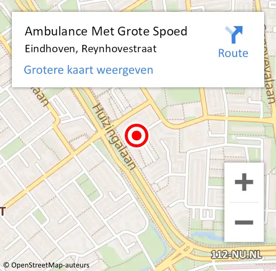 Locatie op kaart van de 112 melding: Ambulance Met Grote Spoed Naar Eindhoven, Reynhovestraat op 22 december 2018 16:43