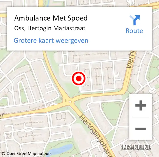 Locatie op kaart van de 112 melding: Ambulance Met Spoed Naar Oss, Hertogin Mariastraat op 22 december 2018 18:50