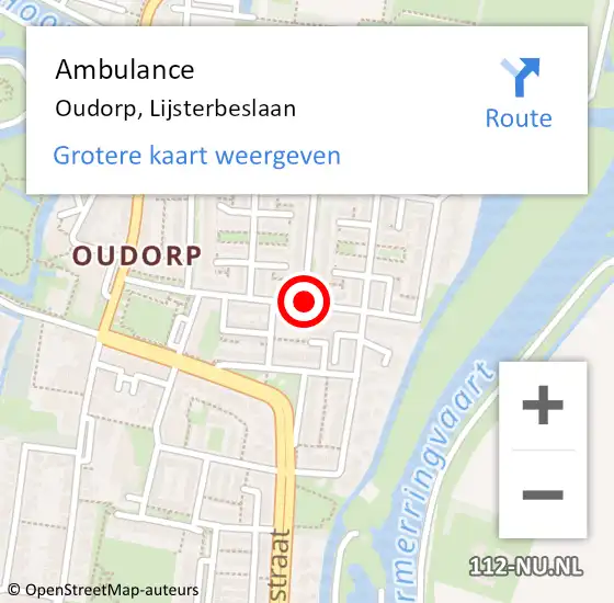 Locatie op kaart van de 112 melding: Ambulance Oudorp, Lijsterbeslaan op 22 december 2018 20:04