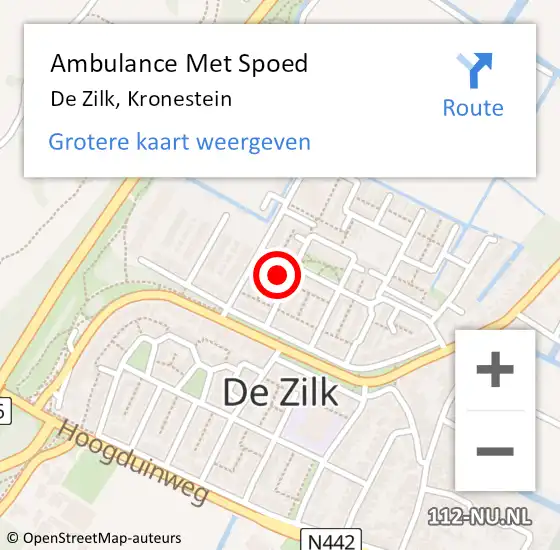 Locatie op kaart van de 112 melding: Ambulance Met Spoed Naar De Zilk, Kronestein op 18 maart 2014 13:04