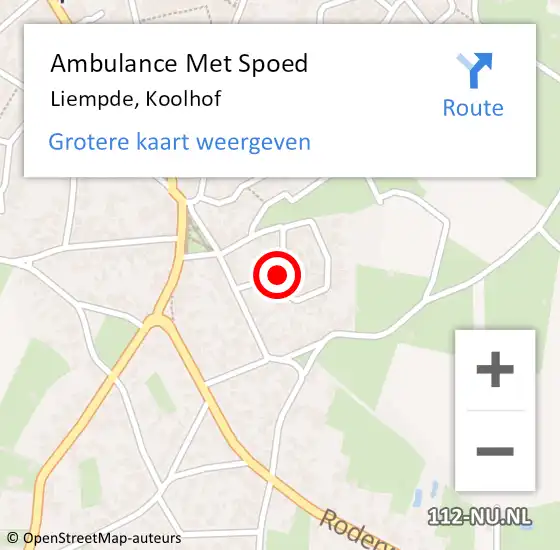 Locatie op kaart van de 112 melding: Ambulance Met Spoed Naar Liempde, Koolhof op 22 december 2018 20:25