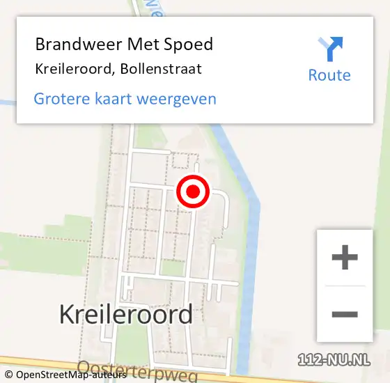 Locatie op kaart van de 112 melding: Brandweer Met Spoed Naar Kreileroord, Bollenstraat op 22 december 2018 22:21