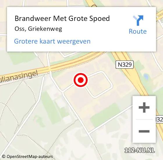 Locatie op kaart van de 112 melding: Brandweer Met Grote Spoed Naar Oss, Griekenweg op 22 december 2018 22:57