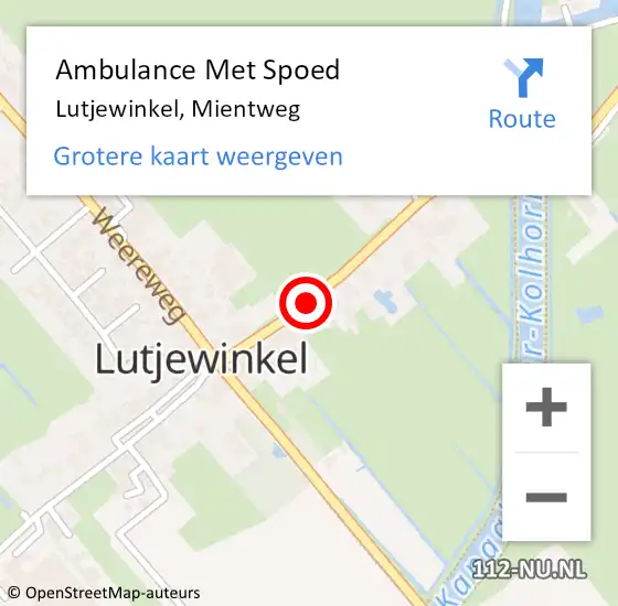Locatie op kaart van de 112 melding: Ambulance Met Spoed Naar Lutjewinkel, Mientweg op 22 december 2018 23:12