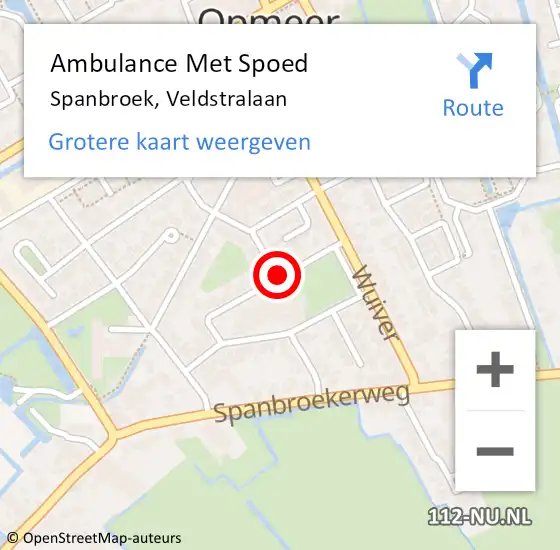 Locatie op kaart van de 112 melding: Ambulance Met Spoed Naar Spanbroek, Veldstralaan op 23 december 2018 00:16