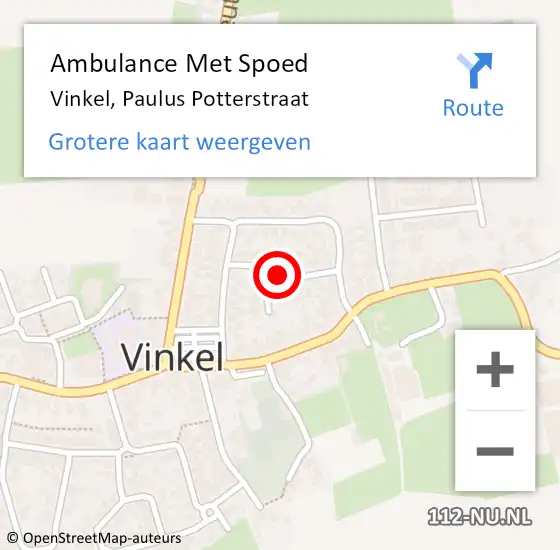 Locatie op kaart van de 112 melding: Ambulance Met Spoed Naar Vinkel, Paulus Potterstraat op 23 december 2018 01:24