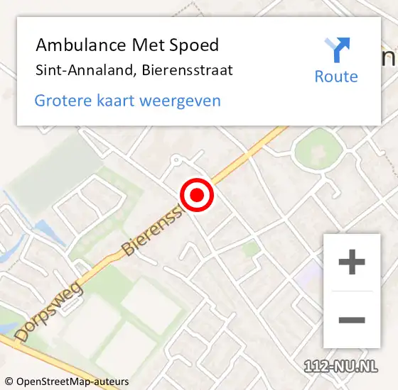 Locatie op kaart van de 112 melding: Ambulance Met Spoed Naar Sint-Annaland, Bierensstraat op 23 december 2018 04:13