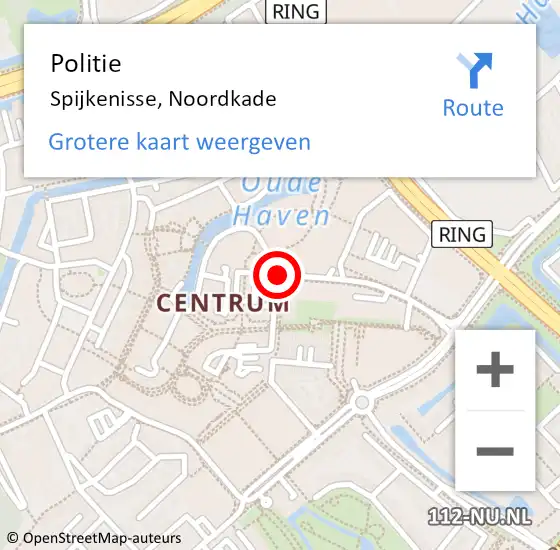Locatie op kaart van de 112 melding: Politie Spijkenisse, Noordkade op 23 december 2018 04:53