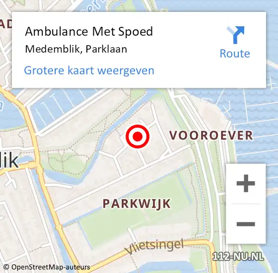 Locatie op kaart van de 112 melding: Ambulance Met Spoed Naar Medemblik, Parklaan op 23 december 2018 05:09