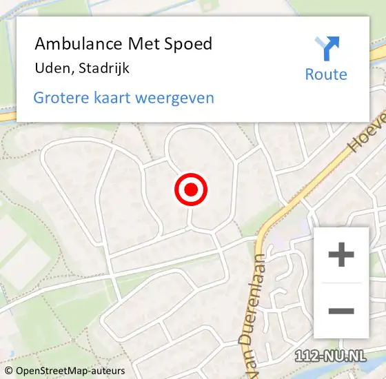 Locatie op kaart van de 112 melding: Ambulance Met Spoed Naar Uden, Stadrijk op 23 december 2018 05:23