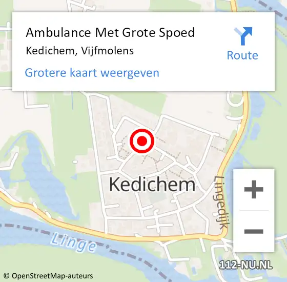 Locatie op kaart van de 112 melding: Ambulance Met Grote Spoed Naar Kedichem, Vijfmolens op 23 december 2018 05:56