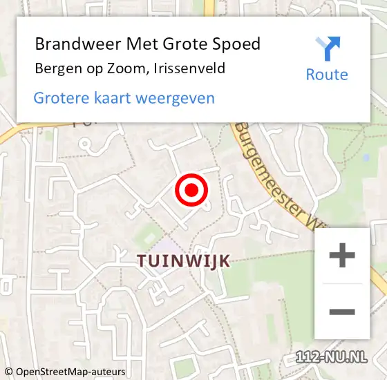 Locatie op kaart van de 112 melding: Brandweer Met Grote Spoed Naar Bergen op Zoom, Irissenveld op 23 december 2018 07:11